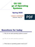 CS 153 Design of Operating Systems: Spring 2020