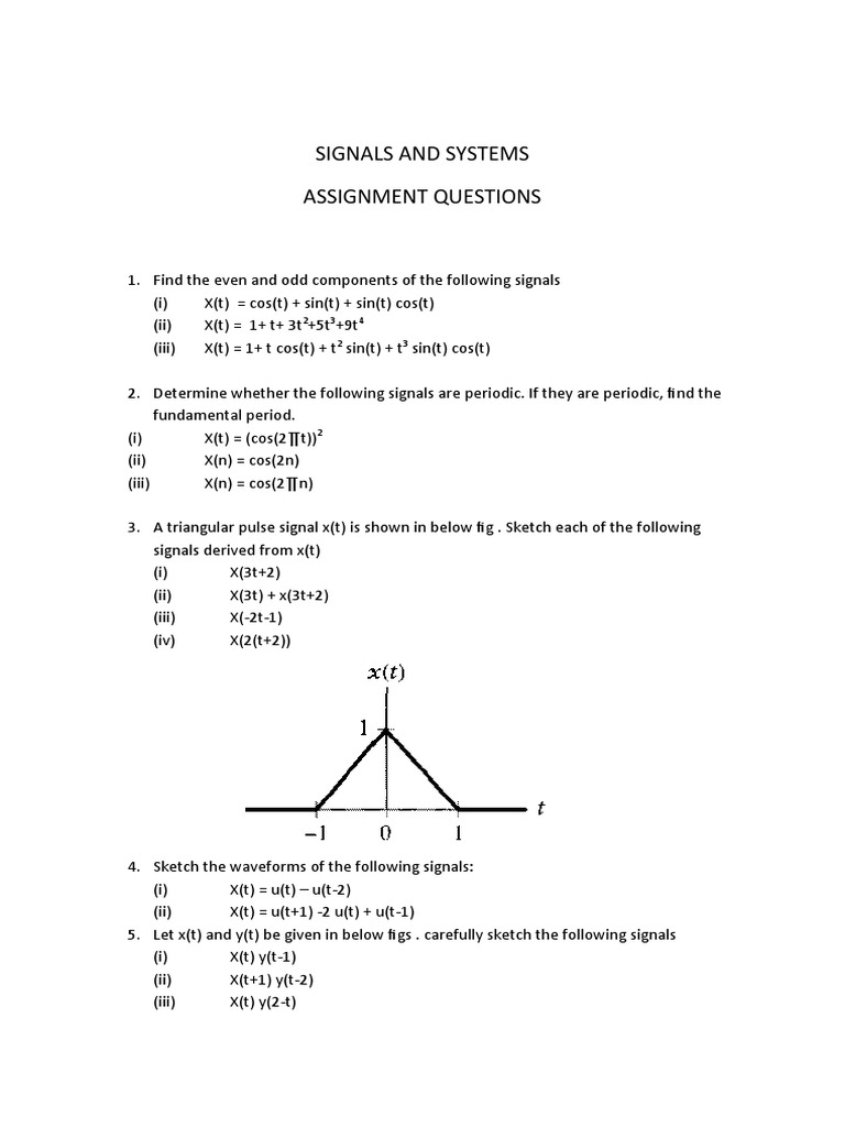 Signals and Systems Assignment | PDF | Differential Calculus ...