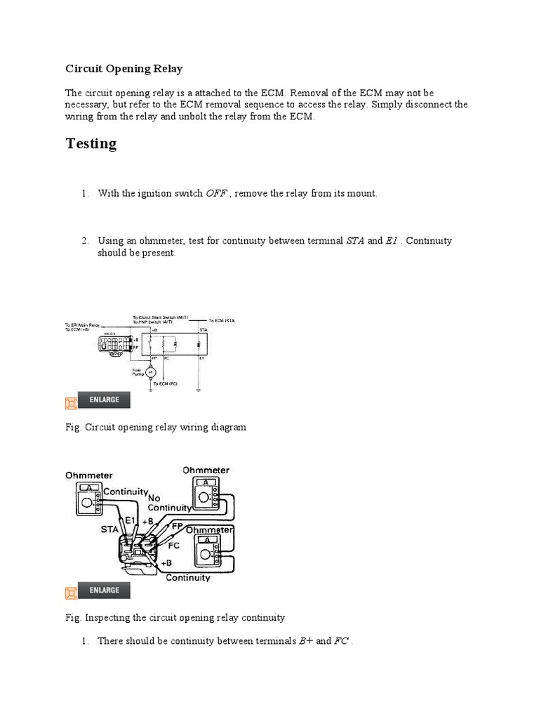 Circuit Opening Relay Testing Guide | PDF