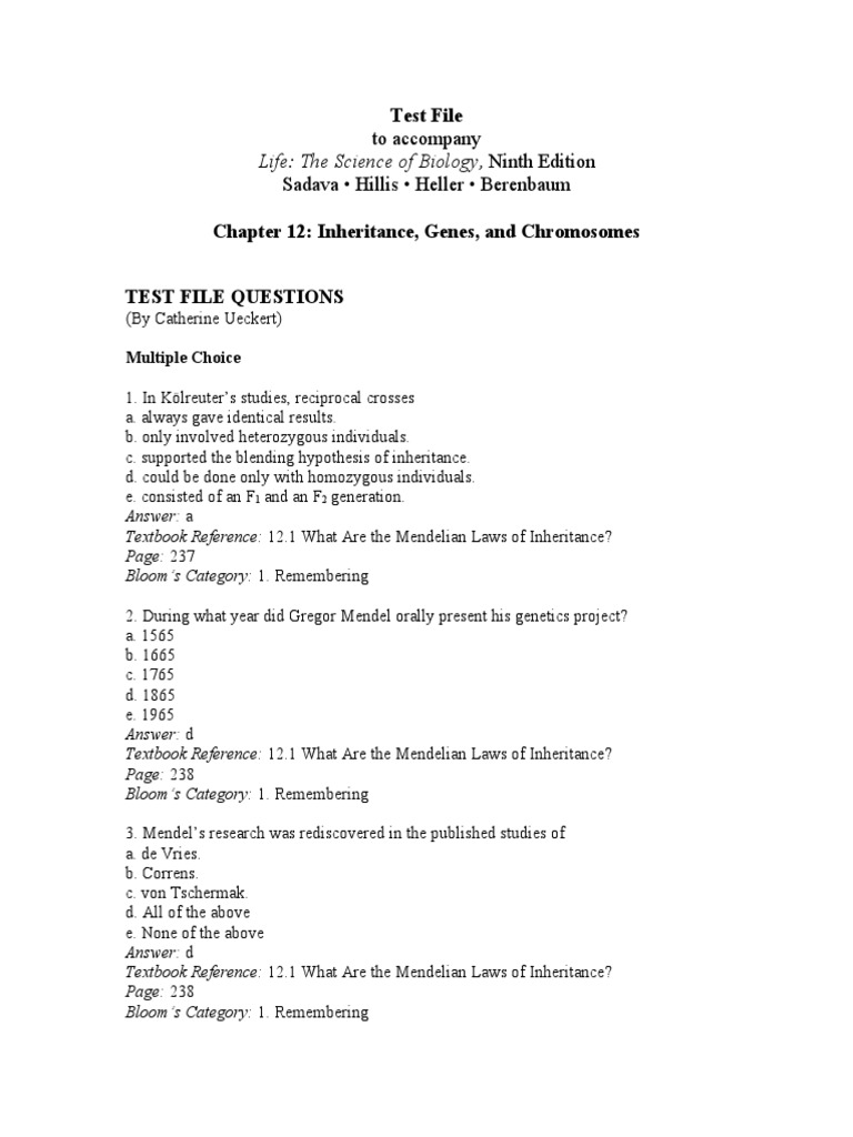 Mendelian Genetics Test Questions | PDF | Dominance (Genetics) | Zygosity