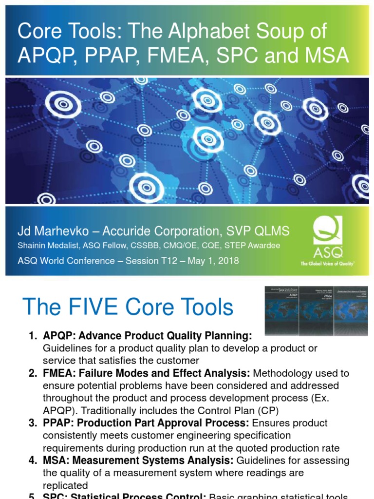 Core Tools Overview: APQP, FMEA, SPC | PDF | Evaluation | Business Process