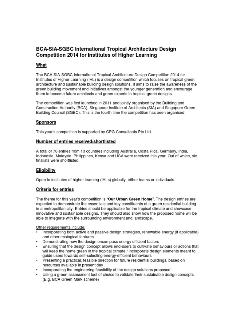 International Tropical Architecture Design Competition | PDF ...