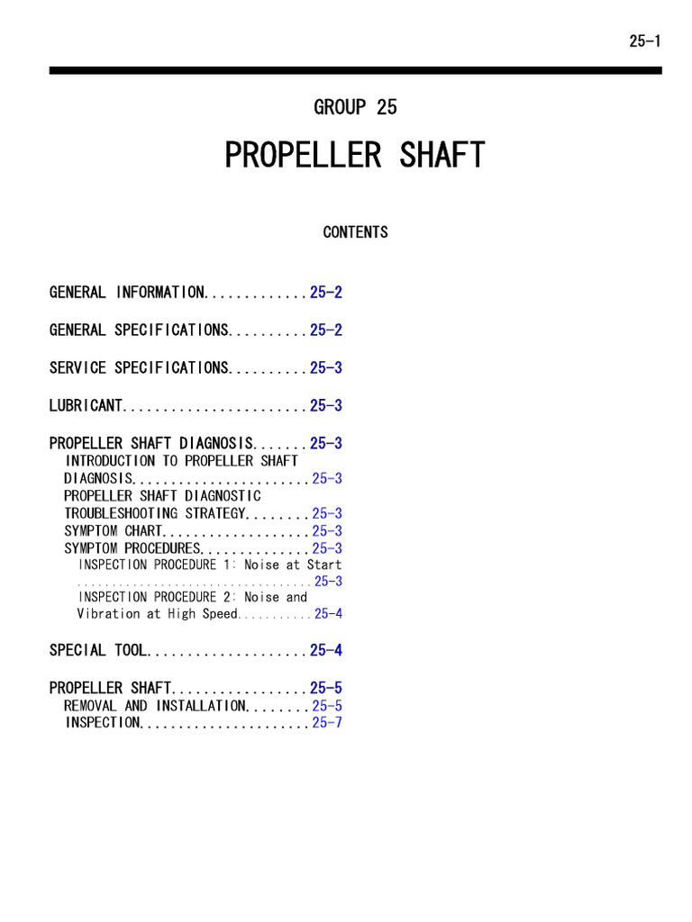 Propeller Shaft Diagnosing Noise and Vibration Issues PDF Propeller Bearing (Mechanical)