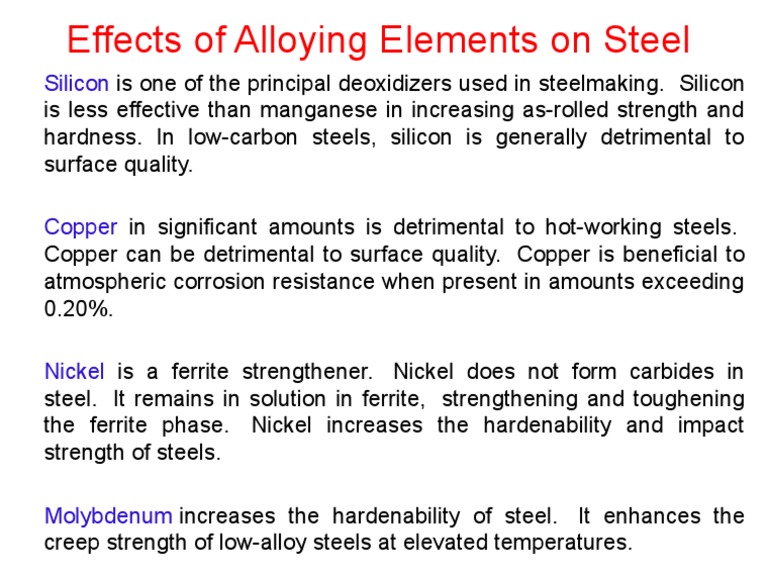 The Effects of Common Alloying Elements on the Properties of Steel PDF
