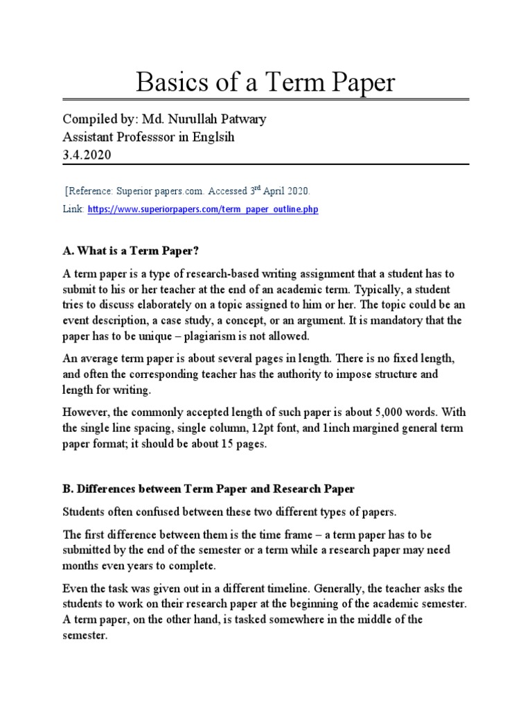 Term Paper Writing Essentials | PDF | Academic Discipline Interactions ...