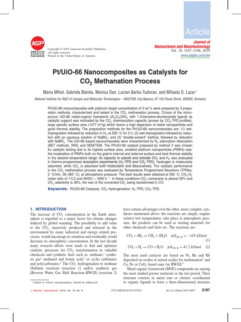 Journal of Nanoscience and Nanotechnology | PDF | Adsorption | Catalysis