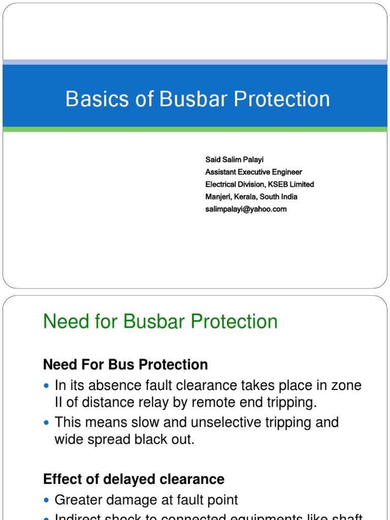 Busbar Protection Fundamentals | PDF | Relay | Electromagnetism