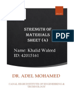Strength of Materials SHEET (4) Name: Khalid Waleed ID: 42015161