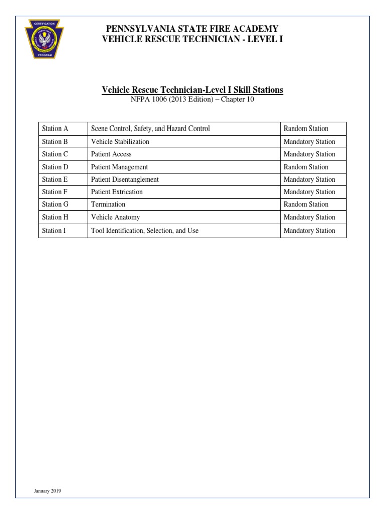 Vehicle Rescue Technician Skill Stations | PDF | Vehicles | Safety