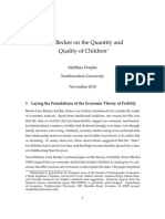 Gary Becker's Pioneering Work on the Quantity-Quality Tradeoff in Fertility Choice