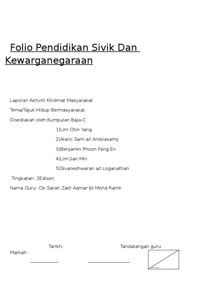 Folio Pendidikan Sivik Dan Kewarganegaraan