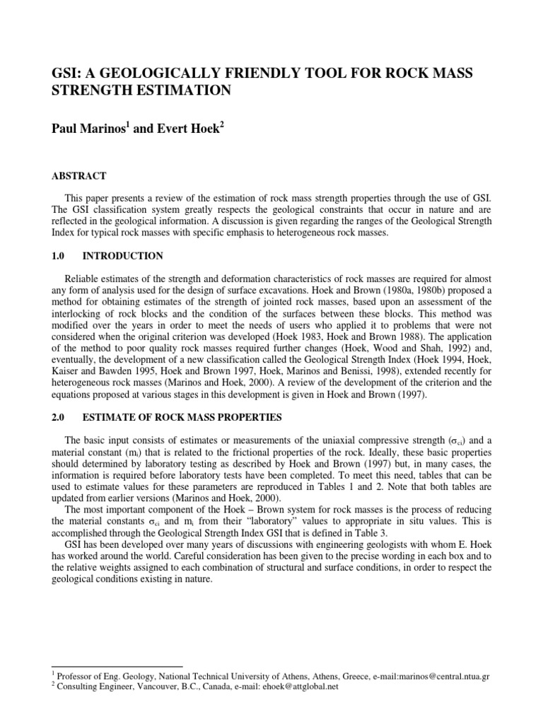 GSI Tool for Rock Mass Strength Estimation | PDF | Clastic Rock ...