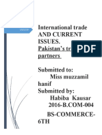 International Trade and Current Issues. Pakistan's Trading Partners Submitted To: Miss Muzzamil Hanif Submitted By: Habiba Kausar