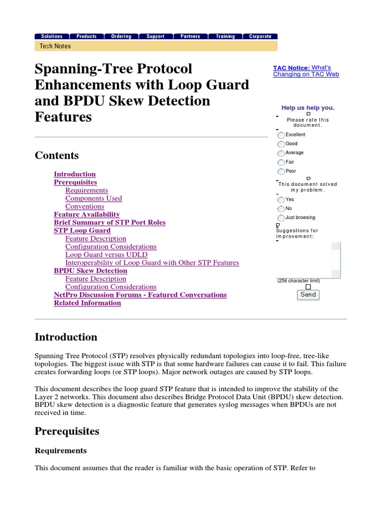 SpanningTree Protocol Enhancements With Loop Guard and BPDU Skew