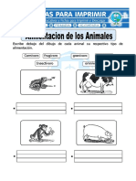 Ficha de Alimentación de Los Animales para Primaria PDF