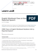 English Workbook Class 10 Solutions Unit 13 Reported Speech - Learn CBSE