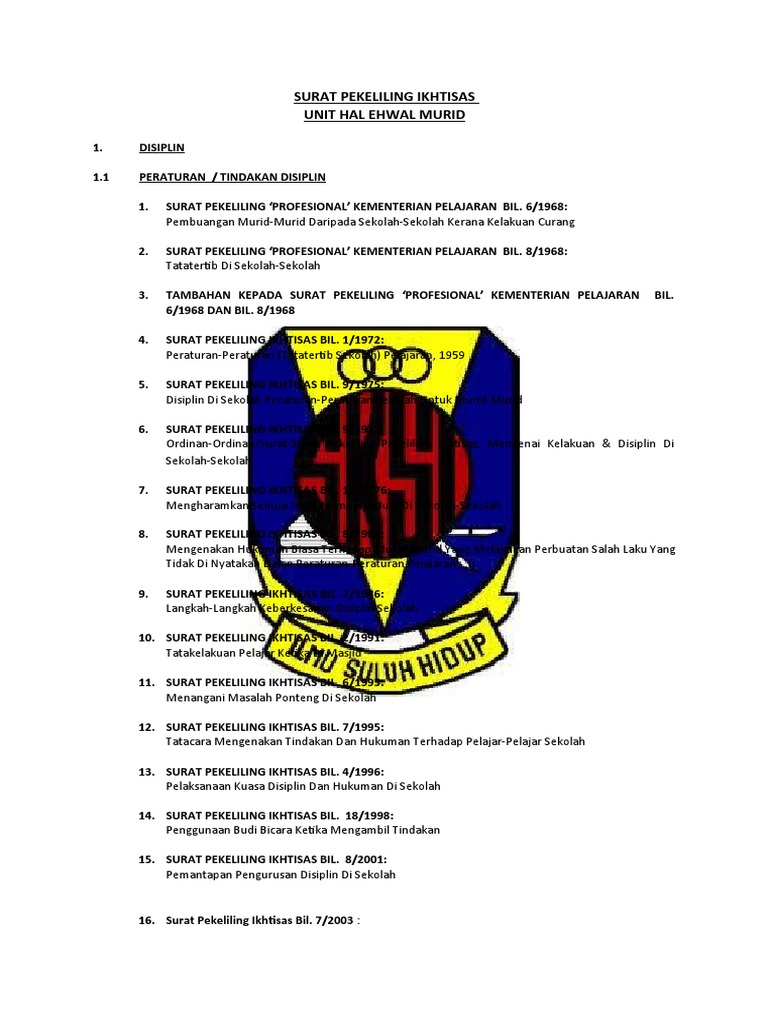 Surat Pekeliling Ikhtisas Unit Hem 2020 Pdf