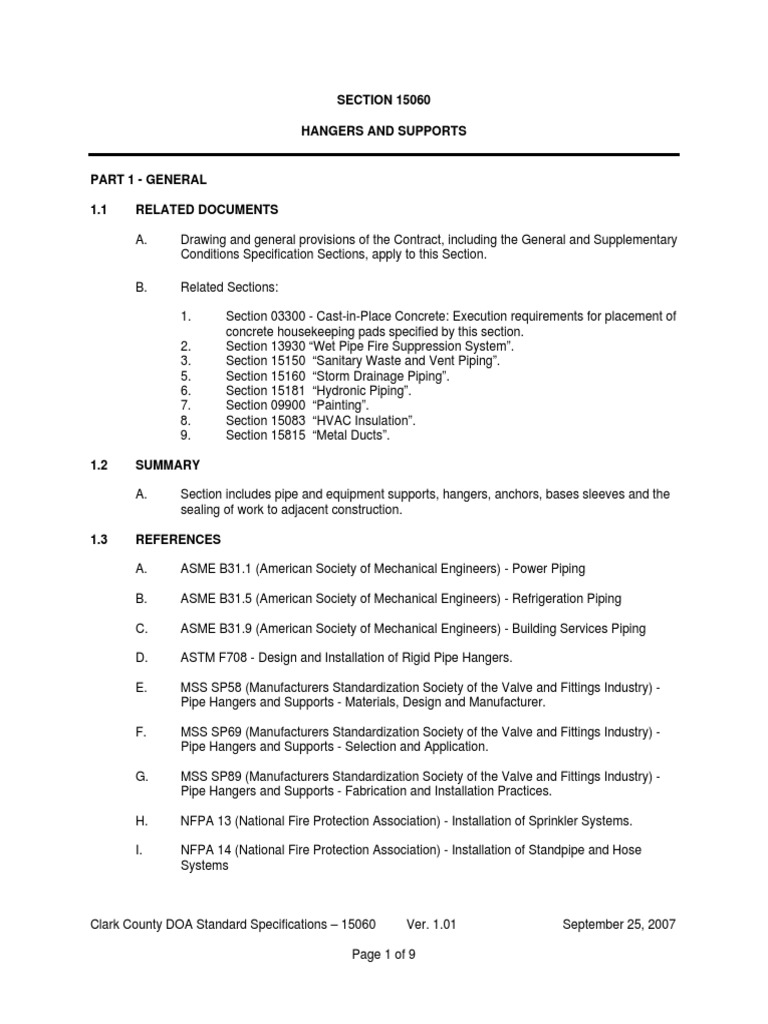Hangers and Supports Specifications | PDF | Duct (Flow) | Pipe (Fluid ...