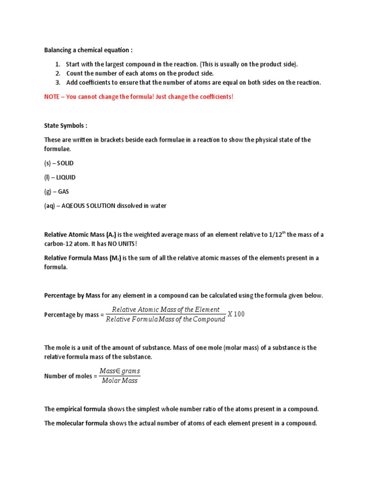 Balancing Chemical Equations and Formulas | PDF
