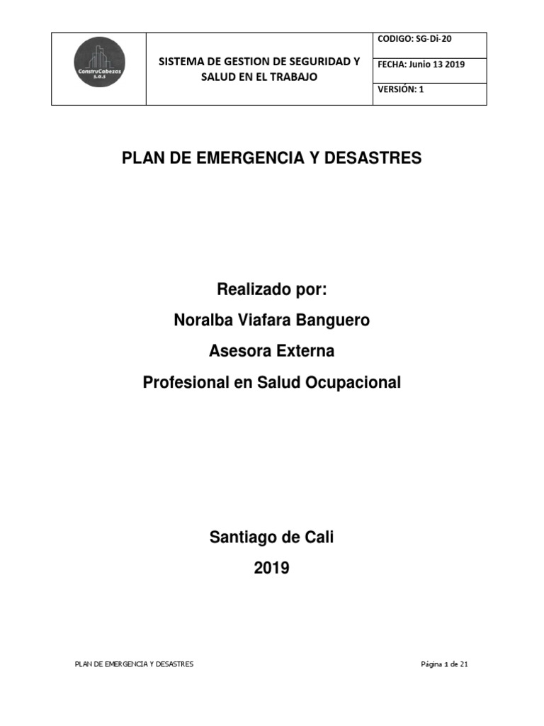 Plan de Emergencia | PDF | Vulnerabilidad | Riesgo