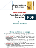 Module No. 008 Foundation of Group Behavior