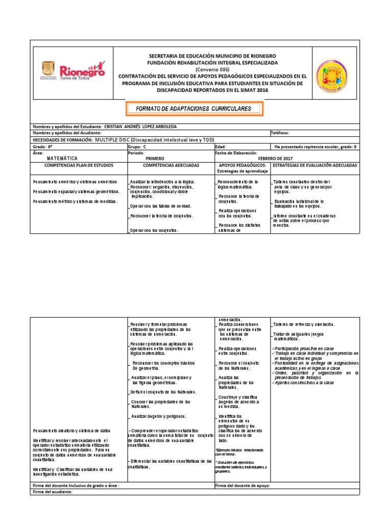 Ajustes Razonables en Matemáticas para Niños | PDF | Plan de estudios ...