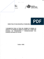 Directiva #002 2018 Toma Examen Licencia Conducir Tacna