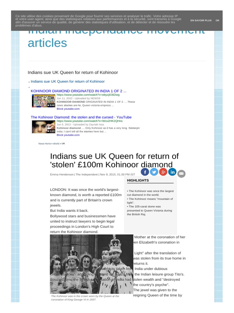 Return of Kohinoor To India PDF Mughal Empire Royalties