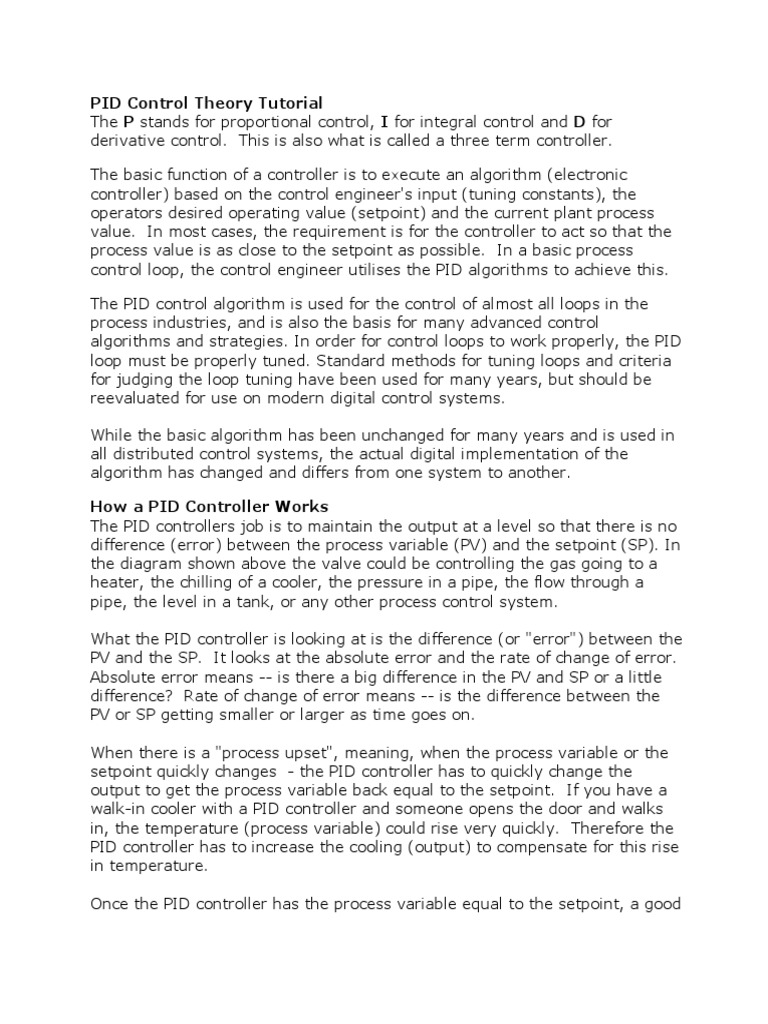 PID Control Theory Tutorial PDF Control Theory Valve