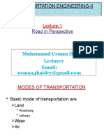 Transportation Engineering Lecture on Road Modes