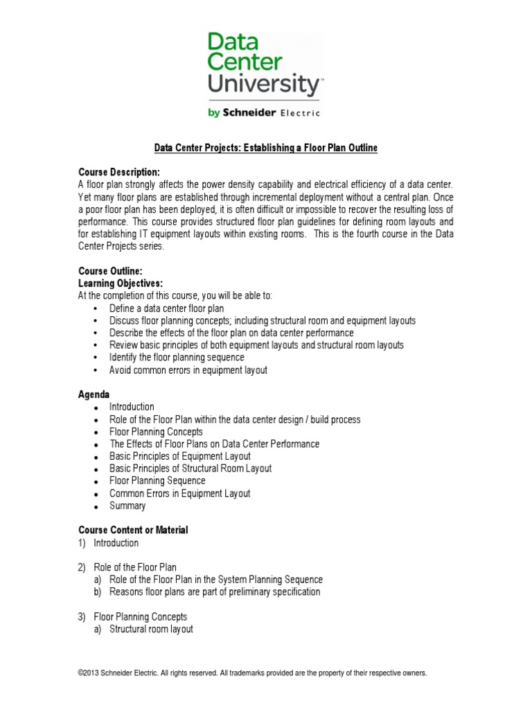 Data Center Project Planning Establishing A Floor Plan Outline | PDF ...