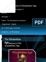 Features of Elizabethan Age