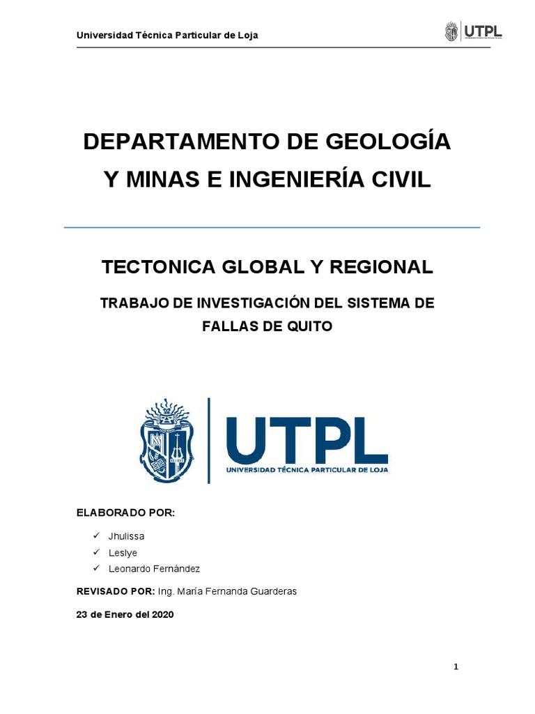 Sistema De Fallas De Quito Pdf Andes Falla Geología