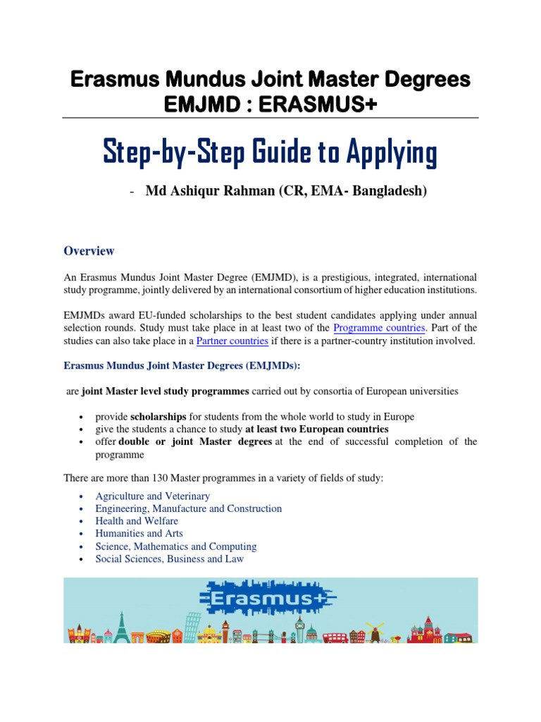 Step by step guide to applying erasmus mundus joint master degrees