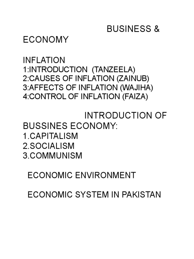 Understanding Inflation in Business Economy | PDF
