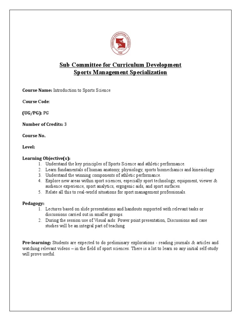 Introduction to Sports Science Course | PDF | Sports | Behavior ...