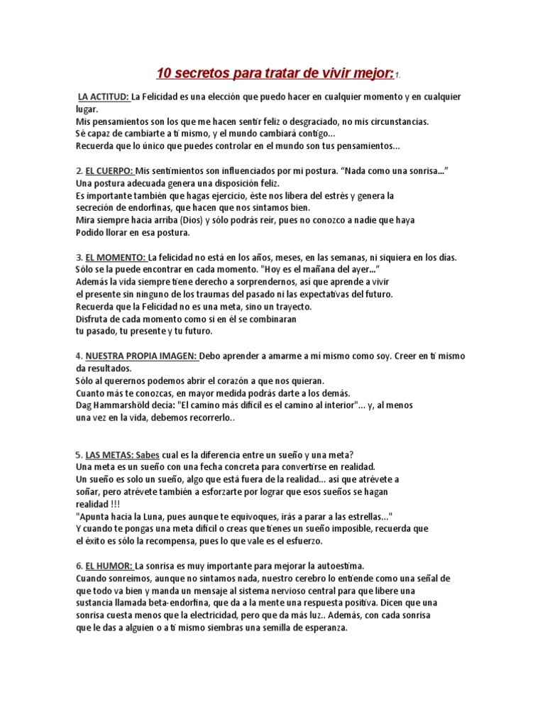Claves para Vivir Mejor y Autodisciplina | PDF | Felicidad | Amor