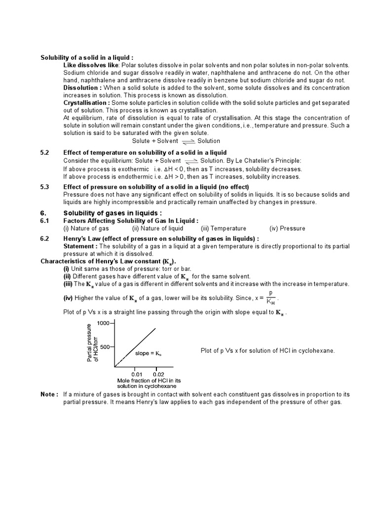 Factors Affecting Solubility of Solids and Gases in Liquids PDF Solubility Solution