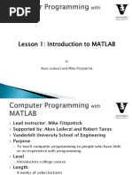 Lesson 1: Introduction To MATLAB: Akos Ledeczi and Mike Fitzpatrick