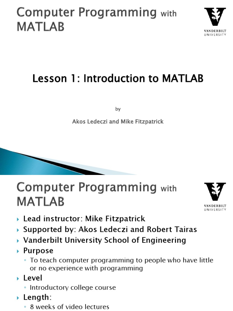 Intro to MATLAB Programming Course | PDF