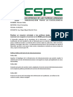 Resumen Orientado A Las Políticas Dadas Por El Gobierno Nacional Con Respecto Al Servicio en La NUBE para Ecuador. El