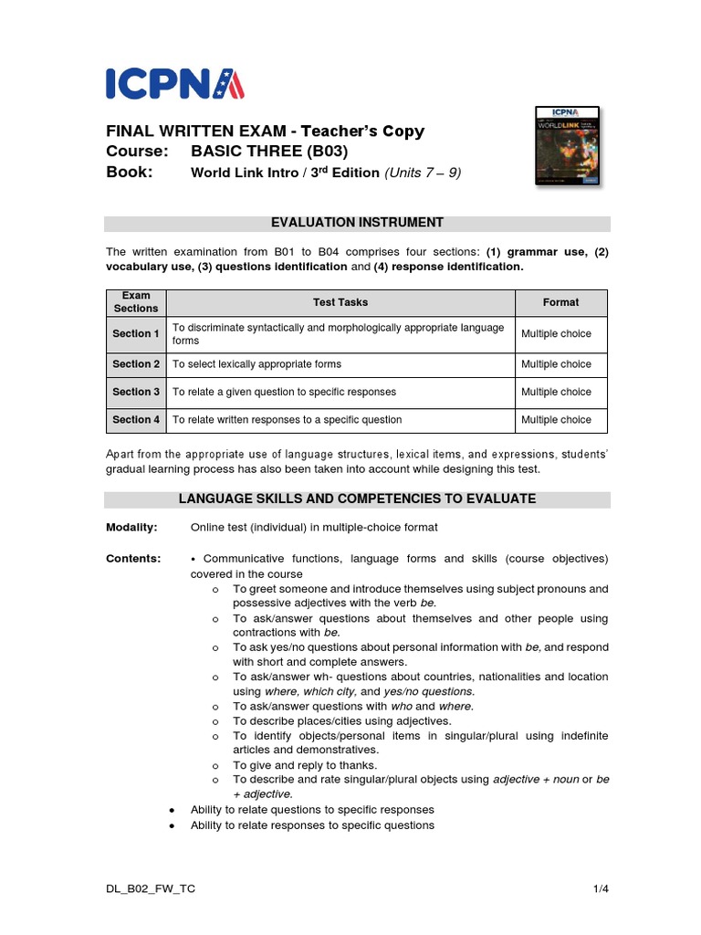 Final Written Exam Guidelines for B03 | PDF | Multiple Choice | Question