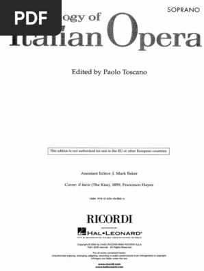 The Anthology Italian Opera (Soprano) | PDF
