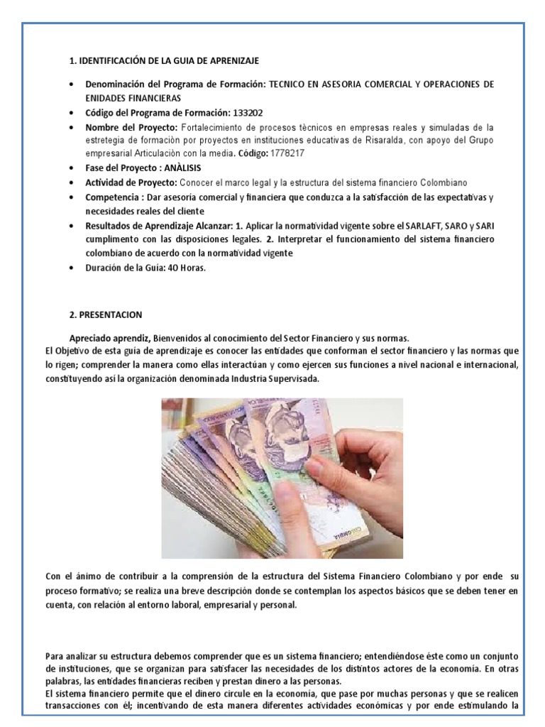 Estructura del Sistema Financiero Colombiano | PDF | Sistema financiero ...