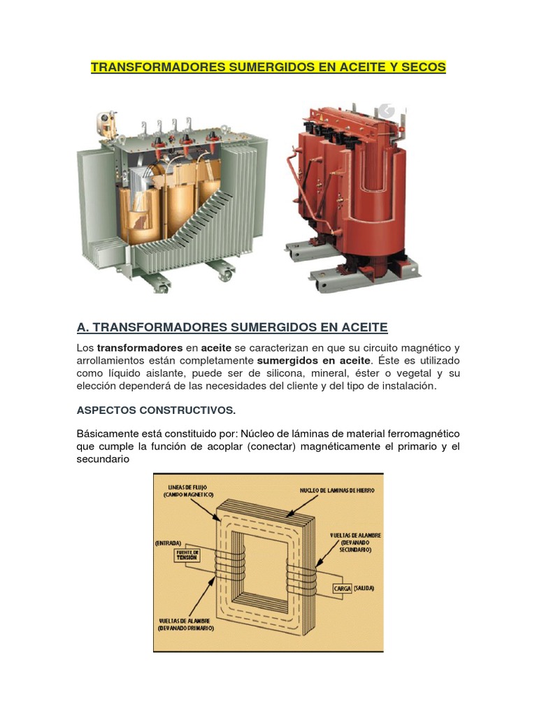 Transformadores Sumergidos en Aceite y Secos | PDF | Transformador |  Electromagnetismo, image size:768x1024