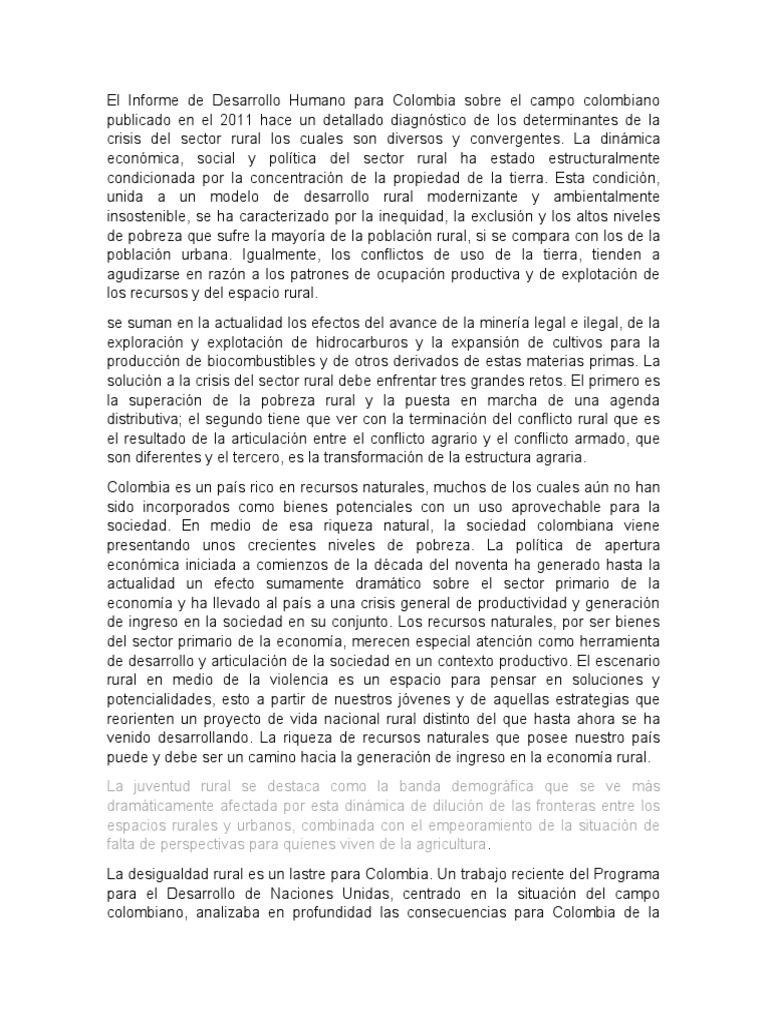 Problemas en Zonas Rurales de Colombia | PDF | Pobreza | Pobreza e ...