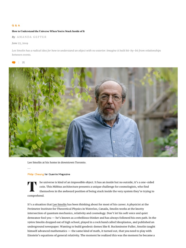 Smolin's Radical Cosmological Insights | PDF | Lee Smolin | Quantum ...