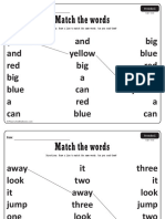 Pre-K Sight Words Matching Worksheets PDF