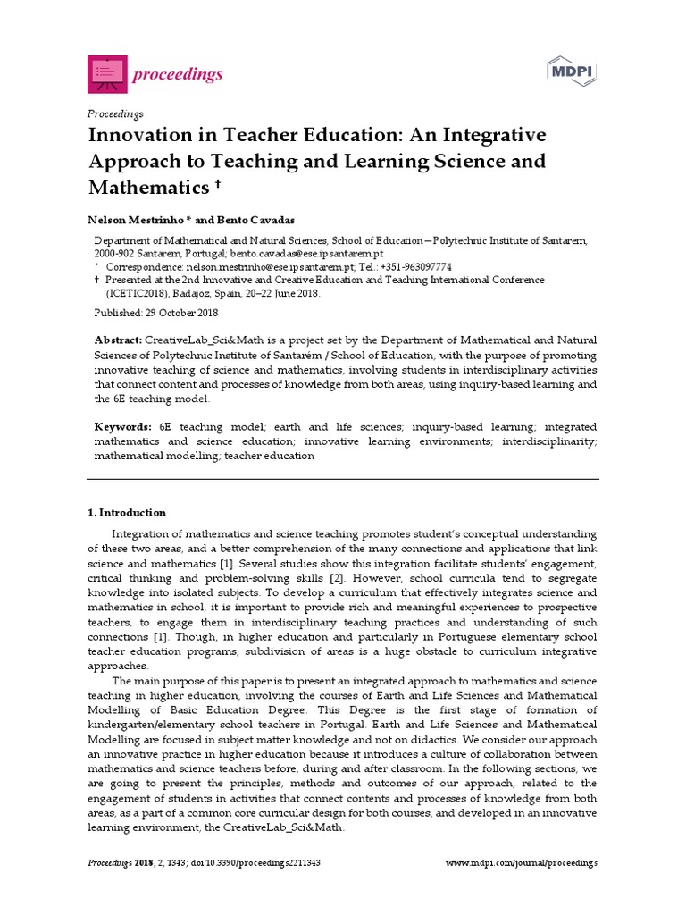 Innovation in Teacher Education: An Integrative Approach To Teaching ...