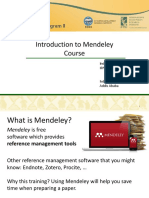 Introduction To Mendeley Course: Indra Lamoot Ifpri Essp-Ii